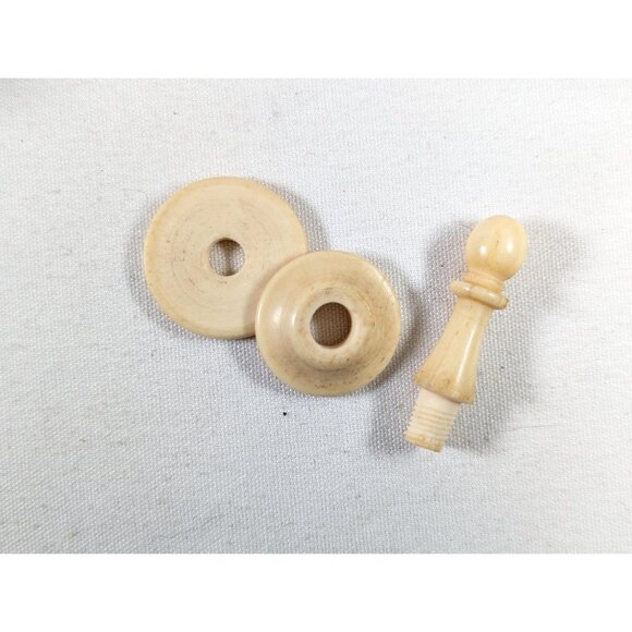 Rare antique bone chess pieces red and white complete playing set, Vintage - Picture 10 of 10